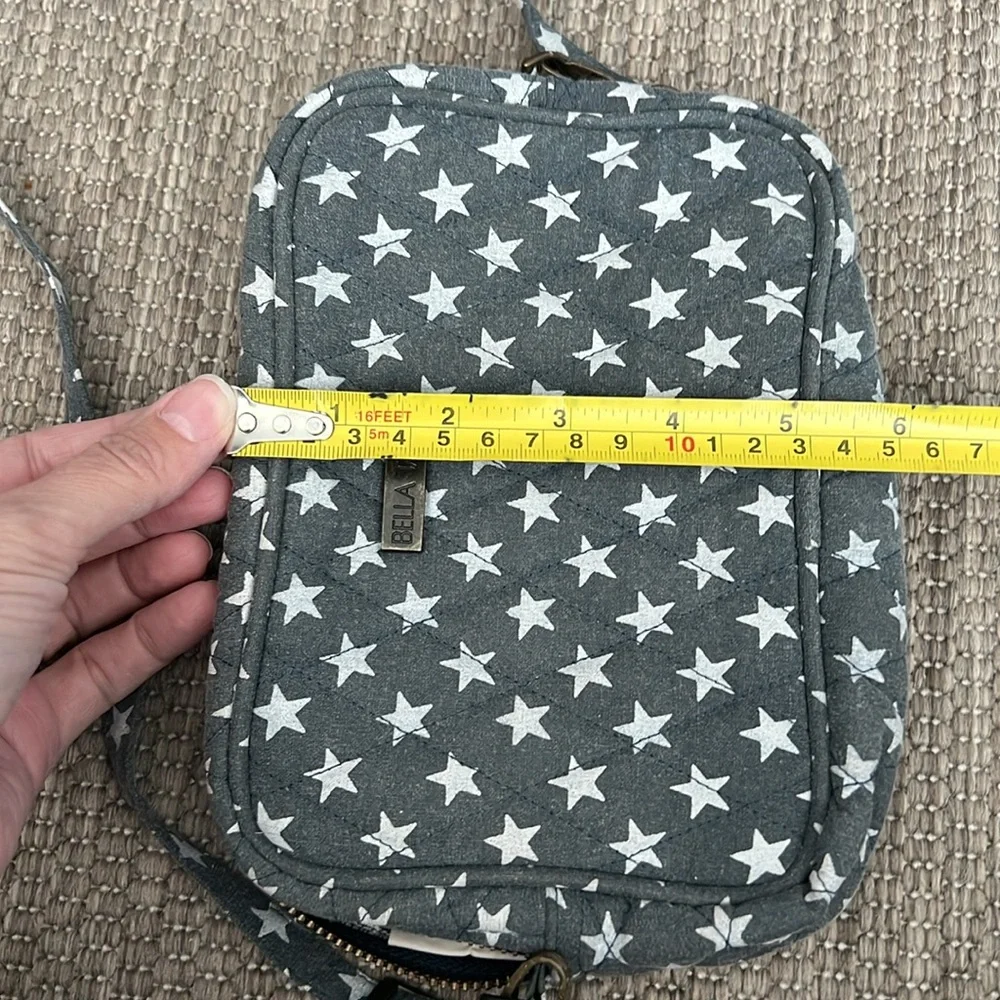 Bella Taylor Gray Star Print Quilted Crossbody Bag